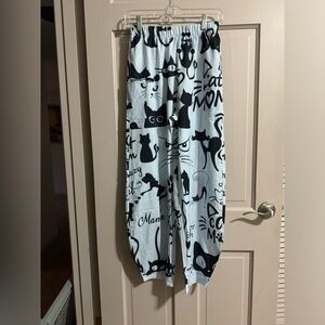 Black Fun Cat Womens Lounge Cat Mom Pants Size Small